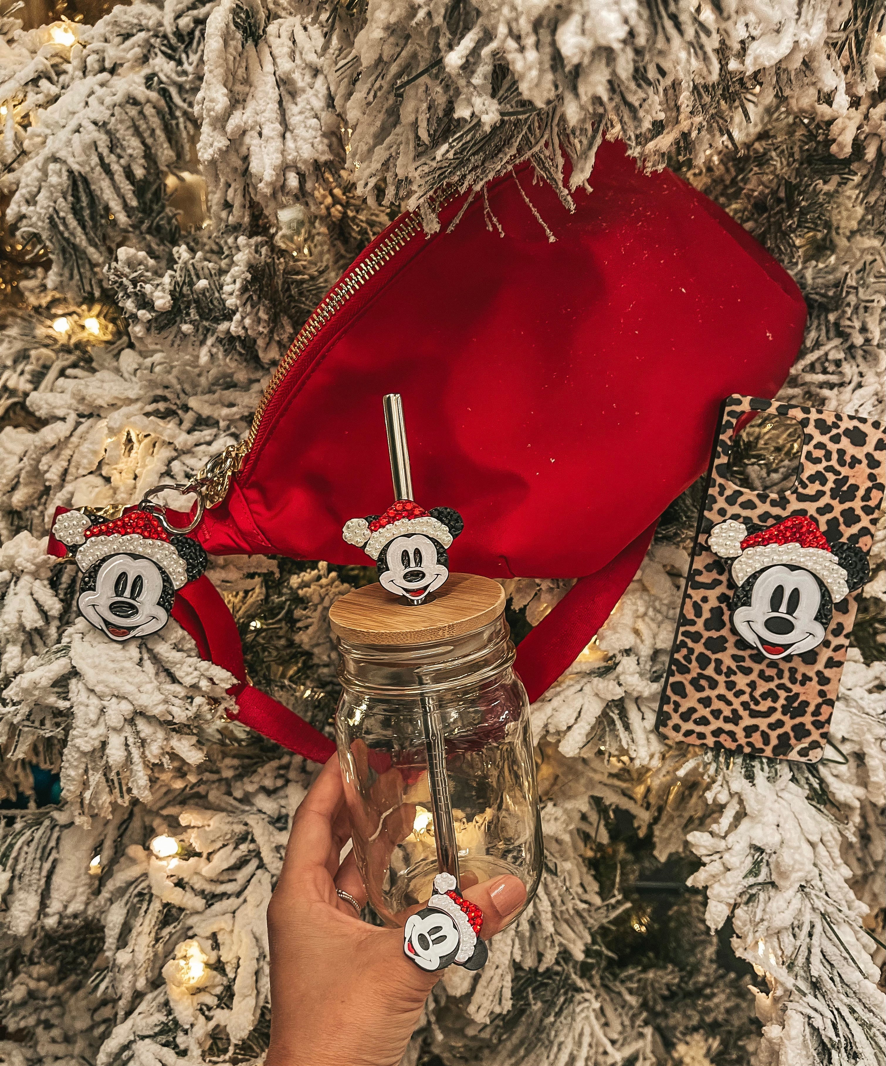 Mouse Santa Straw Charm